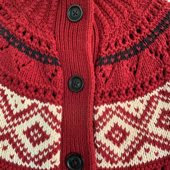 Red Patterned Women's Cardigan - Picture 3 of 8